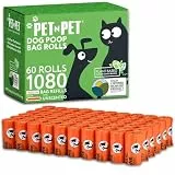PET N PET Hundekotbeutel, 1080 Stück (60 Rollen), extra dick & reißfest Hundekotbeutel, 41% pflanzenbasiert, geruchlos, auslaufsichere Kotbeutel für Hunde & Katzenstreu, Orange
