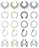 AceFun Edelstahl Fake Piercing Nasenring Faux Lippen Ohr Nasen Septum Ring Nicht Piercing Clip Auf Nasen Creolen Body Piercing Schmuck 20PCS