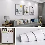 Livelynine 40CMx10M Klebefolie Weiß Matt Möbelfolie Selbstklebend Klebefolie Küchenfronten Weiss Folie für Möbel Fliesen Kinderzimmer Küchenschränke Schrank Tisch Türen Bekleben Abwaschbare Tapete