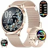 Smartwatch Damen mit Telefonfunktion,1,32' HD Touchscreen Fitness Tracker,SpO2,Pulsuhr,Schlafmonitor,Schrittzähler,Menstruationszyklus,Kalorien,IP68 Wasserdicht,Smartwatch für Android iOS Roségold