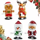 Weihnachts Aufziehspielzeug, 2025 Neu Aufziehspielzeug Weihnachten, Weihnachtsmann Pinguin Elch Uhrwerk Lauf Figur Uhrwerk Spielzeug, Kleinigkeiten Geschenke für Baby Kinder Erwachsene (A-4PCS)