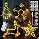 Joellfuner Fensterdeko Weihnachten Beleuchtet, 4PCS LED Fensterdeko Weihnachten Leuchte mit 45-50 Warmweißen LEDs Batteriebetrieben Weihnachtsbeleuchtung für Party Weihnachtsdeko (4 Stück)