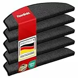 Floordirekt Treppenstufen Matten - London Pro Anthrazit - 1 Stück Stufenmatten Treppenteppich halbrund 25x65 cm