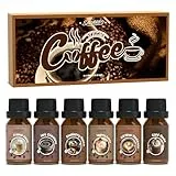 SALUBRITO Kaffee Ätherische Öle Set, Aromatherapie Duftöl für Diffuser, Café Mokka, Französische Vanille, Heiße Schokolade, Blaubeer-Muffin, Eierlikör-Latte, Karamell-Macchiato, Geschenk für Frauen