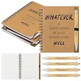 SevenMye 8 Stück Mitarbeiter-Wertschätzungsgeschenke für Kollegen, Motivationsnotizbuch, Holz, Bambus-Kugelschreiber, Dankeschön, Spiralnotizblock, inspirierender Stift, Dankeschön-Geschenke für