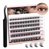 FADVAN Selbstklebende Wimpern und Pinzette, Kein Kleber Erforderlich DIY Wimpern Extensions, Cluster Wimpern Vorgeklebte Wimpern, Einfach Anzubringende Wimpernverlängerung, Keine Beschädigung(B03)