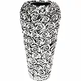 Kare Design Vase Rose Multi Silber, Steingut, Vase Groß, Vintage, Dekorationsvase, Tischvase, Blumenvase fürs Wohnzimmer, Accessoire, 37x18x18 cm (H/B/T)