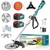 Traumheim Rasentrimmer mit Akku, 4-in-1 Akku Rasentrimmer für Makita-Akkus, 950W Bürstenloser Motorsense mit 15cm Unkrautbürste, Tap&Go, 2X 4.0Ah Akku, Rasenkantenschneider für Garden Trimmen