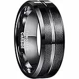 NUNCAD Ringe für Herren/Damen Schwarz Wolframcarbid Ring Kratzfest 8mm Edler Wolfram Ring als Verlobungsringe/Trauung Ringe/Freundschaftsringe/Partnerringe Größe 60 (19.1)