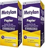 Metylan Papier, starker Tapetenkleister für leichte, normale und schwere Papiertapete, Kleister zum Tapezieren und Basteln ohne Konservierungsmittel, 1x125g (Packung mit 2)