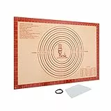 SUPER KITCHEN Extra Dick Rutschfeste Backunterlage Antihafte Backmatte aus Silikon Groß 60 x 40cm Teigunterlage Ausrollmatte XXL Silikonmatte Backfolie Teigmatte für Fondant Pizza Matte, BPA Frei(Rot)