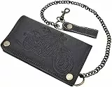 myledershop Echt Büffel-Vollleder Querformat Bikerbörse/Geldbörse/Geldbeutel/Portemonnaie/Portmonee mit Metallkette mit herausnehmbarem Kartenetui mit RFID & NFC Schutz in 3 Farben (Grau)