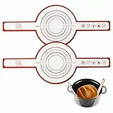 VIKY 2 Stück Silikon Backmatte für Dutch Oven, Brot Backen Zubehör, Backmatte Silikon mit Langen Griffen, Brotbackform Silikonmatte Wiederverwendbar, Antihaft & Leicht Zu Reinigen Brotbackblech Liner