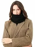 DonDon Schal Damen Winter Winterschal Strickschal Loop Schal Schlauchschal - Schwarz