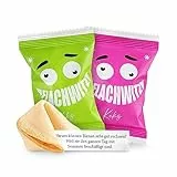 Glückskekse Flachwitze 30er Packung grün und pink | Glückskekse lustige Flachwitze für Kinder und Erwachsene zur Party, Geburtstag, Candybar, Geschenk | Kekse frisch gebacken vegan & made in Germany