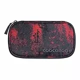 Coocazoo Mäppchen „Broken Black”, schwarz-rot, Federmäppchen, großes Hauptfach, Reißverschlussfach mit Klarsichtfach im Deckel, Fach für Geodreieck, Stiftehalter, ab der 3. Klasse