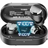 TOZO T12 Bluetooth Kopfhörer, Kabellos Bluetooth 5.3, In Ear Kopfhörer mit ENC-Anrufgeräuschunterdrückung, 55 Std Spielzeit, LED-Anzeige, IPX8 Wasserdicht, App Steuerung - Schwarz