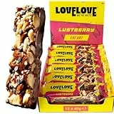 LOVELOVE Lustberry Nussriegel, Mandeln & Zartbitterschokolade, verfeinert mit Himbeeren, Glutenfrei & Ballaststoffreich, High Magnesium, Quinoa & Meersalz, 12 x 40 g