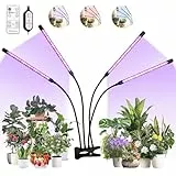 Edencomer Pflanzenlampe LED Vollspektrum, Pflanzenlicht mit 4/8/12H Timer, 10 Helligkeit, 3 Lichtmodi, 4 Köpfe Wachstumslampe, Energieeffizienter Pflanzenlicht mit 360° Schwanenhals und Ständer