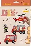 Hama Perlen 3441 Geschenk-Set Feuerwehr mit ca. 2.000 bunten Midi Bügelperlen mit Durchmesser 5 mm, Motivvorlage und Stiftplatte, inkl. Bügelpapier, kreativer Bastelspaß für Groß und Klein
