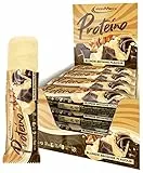 IronMaxx Proteino Proteinriegel 12x30g - Blondie Brownie | High Protein Bar mit cremiger Füllung auf Waffelbasis | Zuckerreduziert glutenfrei palmölfrei Fitness Snack