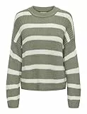JdY Damen Strick-Pullover JDYJusty gestreifter Damenpullover 15264902 Sea Spray/Eggnog M