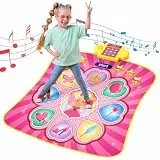 YESHIN 9 Tasten Tanzmatte Kinder mit Musik, LED Licht Musikmatte, 3 Spielmodi, 8 Lieder & 7 Lautstärken, Große Sensible Tasten, Interaktives Spielzeug Geschenk für Mädchen 3 4 5 6 7 8 Jahre (Rosa)