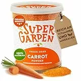 Super Garden Gefriergetrocknetes Karottenpulver - 160g Natürliches Superfood ohne Zusätze - Nährstoffreiches Gemüsepulver für Smoothies, Suppen & Backwaren - Vegan & Glutenfrei Möhren