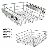 Arebos Teleskopschublade - für Schrankbreite 30 40 50 oder 60 cm/verchromt/Setwahl- Küchenschublade Korbauszug Schrankauszug, Schubladeneinsätze für Küchenschrank / 50 cm