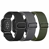 TUCOMO 3 Pack Elastische Nylon Armband Kompatibel mit Amazfit Active 2/GTS 4 Mini/GTS 4/GTS 3/GTS 2 Mini/GTS 2e/GTS 2/GTS,Loop Dehnbare Ersatzband für Amazfit Bip U Pro/Bip 3 Pro/Bip Herren Damen