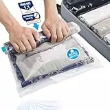 SilverRack Vakuumbeutel für Kleidung Reise zum Rollen [12 Stück] in (5x 35x50 cm / 5x 40x60 cm / 2x 50x70 cm) - Vakuum Beutel Kleidung Reise - Aufbewahrungsbeutel als Backpacker Reisebeutel
