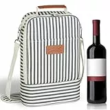 Kato Tirrinia Klein Kühltasche Rucksack Weintasche für Flaschen, Flaschentasche 2 Flaschen Flaschenkühltasche Weinflasche Tasche Handtasche Bier Kühler, Wine Cooler Bag Beach Camping Picnic, Streifen