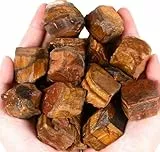 QINJIEJIE 100% Großes Tigerauge Rohsteine Premium Wassersteine Kristalle Steine 4 Stück Natursteine Heilsteine set 4.5-5 cm