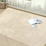 Granbest Prämie Dick Teppich ähnlich Schafpelz für Wohnzimmer Küche rutschfeste Waschbare Bodenteppich Ultraweich Boden Schlafzimmer Teppiche (80 x 150 cm, Beige)