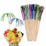 Cozlly 100 STK Cocktail Sticks Bunt, 15cm Cocktail Picks Feuerwerk, Cocktail Party Dekoration, Palme Cocktail Picks, Cocktailspieße Holz, Cocktail Dekoration für Früchte Kuchen Hochzeitsfeier Bar