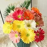 MJARTORIA Kunstblumen Wie Echt Frühling, Gänseblümchen Blumen Deko Künstliche Blumen PU Real-Touch Blüten 38.5cm für Blumengesteck Brautstrauß Home Büro Party Dekoration