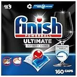 Finish Ultimate Infinity Shine Spülmaschinentabs – Geschirrspültabs für Tiefenreinigung, Fettlösekraft und Glanz mit Schutzschild – 2x80 Finish Caps