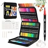 Gelanty Dual Brush Pen Set, Filzstifte 80 Farben Pinselstifte Fineliner Marker Aquarell Farben für Bullet Journal, Malbücher, Handlettering, Manga Kalligraphie Stifte