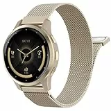 MoKo Metall Armband Kompatibel mit Garmin Venu 4 41 mm/3S/2S; Vivoactive 4S; Forerunner 265S/255S, 18 mm Edelstahl-Ersatzarmband mit Schnellverschluss für Männer und Frauen, Champagner Gold