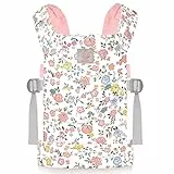 GAGAKU Puppentrage für Kinder Puppen Bauchtrage Puppen Tragesitz Puppenzubehör mit Verstellbaren Trägern - Rosa - Blüte