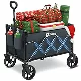 Sekey Bollerwagen Faltbar Klein 80KG, Handwagen Klappbar, Faltbarer Einkaufswagen Campingwagen mit Höhenverstellbarem Griff, Leicht & Platzsparend & Stabil, Mini 4029, Dunkelgrau