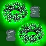 FFZZKJ Halloween Lichterkette Batterie Insgesamt 100LED 10M mit Timer 8 Modi Wasserdicht Lichterkette Außen Innen 50LED*2 5M*2 für Halloween Deko Outdoor, Grün