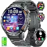Smartwatch Herren Militär, 1.43'' AMOLED Sportuhr Herren mit Telefonfunktion, 132 Sportmodi, IP68 Wasserdicht Fitnessuhr mit Herzfrequenz/Schlafmonitor, 256 MB RAM, 530mAh großer Akku für Android iOS