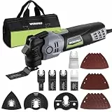 WORKPRO Oszillationswerkzeug, 400W Multifunktionswerkzeug mit 23 Zubehörteilen & Tasche, 6 Geschwindigkeiten (15000–22000 U/min), 3,5° Oszillationswinkel, Ideal zum Schneiden, Schleifen und Schaben