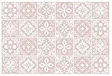 WALPLUS Klebefliesen Küche 15x15cm Fliesenfolie Bad Wasserfest Abnehmbare Fliesenaufkleber Badezimmer Abziehen und Aufkleben Sevilla Hellrosa Spanisch Wandfliesen (24 Stück)
