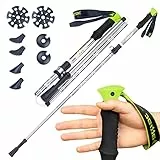 ATTRAC Trekking Stöcke Faltbar (Grün) I Wanderstöcke Faltmaß nur 40 cm I Trekkingstöcke Aluminium mit Schnellverschluss I Teleskop verstellbar & super leicht inkl. App