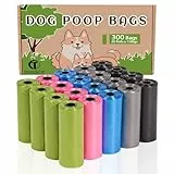 AiTodos® 300 Stück Hundekotbeutel, 5 Farben, Kotbeutel für Hunde -30 * 21,5 cm, Polyethylen-Material, Tragbar - Schwarz, Blau, Grün, Grau, Pink -Hunde Kotbeutel(20 Rollen, 15 pro Rolle)