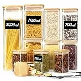 Withosent Vorratsgläser mit Deckel Eckig 11er Set, 2400ml/ 1150ml/ 700ml/ 280ml Vorratsdosen Glas, Gewürzgläser mit Holzdeckel, Aufbewahrungsgläser Küche für Gewürze, Spaghetti, Mehl, Cornflake