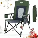 Portal Campingstuhl Faltbar Klappstuhl 180 KG Belastbar mit Hochlehner Verstellbar Camping Anglerstuhl Gartenstuhl Sessel mit Tasche Getrankhalter für Garten Balkon Picknick