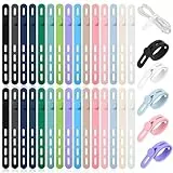 Classicseali 30 Stück Silikon Kabelbinder,Kabelbinder Gummi,Silicone Cable Ties,Wiederverwendbare Kabel Organizer Bunt für Kopfhörer,Telefon,Ladegerät,Audiokabel,Computer,Mehrfarbig